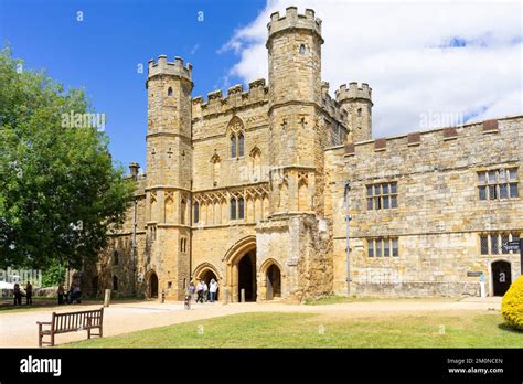 Battle East Sussex south face of Battle Abbey great gatehouse built 1338 and its adjacent ...