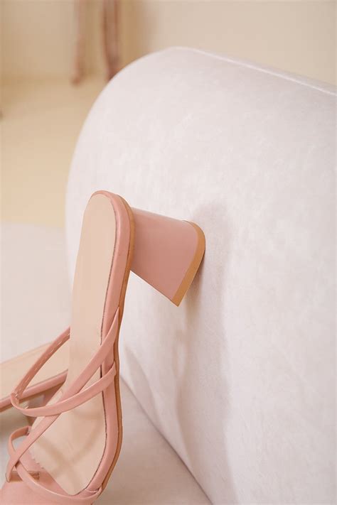 Toe The Line Thong Heeled Sandals Nude Pink Lechicsg