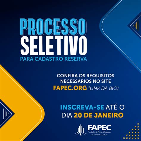 Fapec abre Processo Seletivo para formação de cadastro reserva A