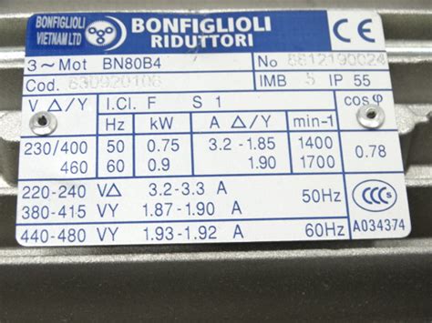 Bonfiglioli Bn 80b 4 230 400 50 Ip55 Clf B5 Bn80b4 Motor