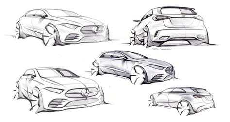 Mercedes Benz New A Class Design Sketches Car Body Design