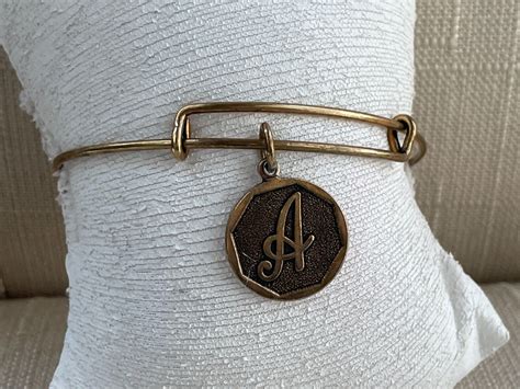 Alex And Ani Women Bracelet Gold Tone Initial LETTER Gem