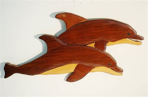 Lovely Tropical Wood Dolphins Wall Hanging Plaque Bech Cabin Etsy