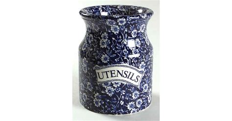 Calico Blue Burleigh Stamp Utensil Holder By Staffordshire Replacements Ltd