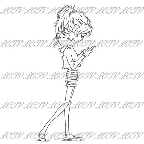 Girl Digi Stamp Etsy