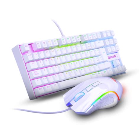 Combo Teclado Mouse Redragon Essential K Rgb Ba W Gamer White