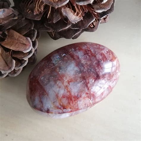 Red Hematoid Fire Quartz Palm Stone Pebble Stone For Etsy Pebble