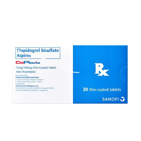 Coplavix Clopidogrel Bisulfate Aspirin 75mg 100mg Film Coated