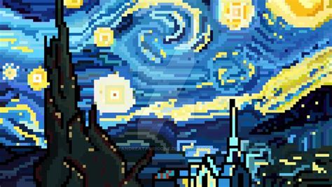 Pixel Starry Night Vincent Van Gogh By Andreatarricone Starry Night