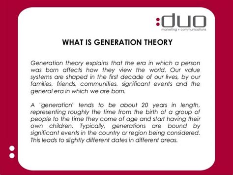 Generation Theory