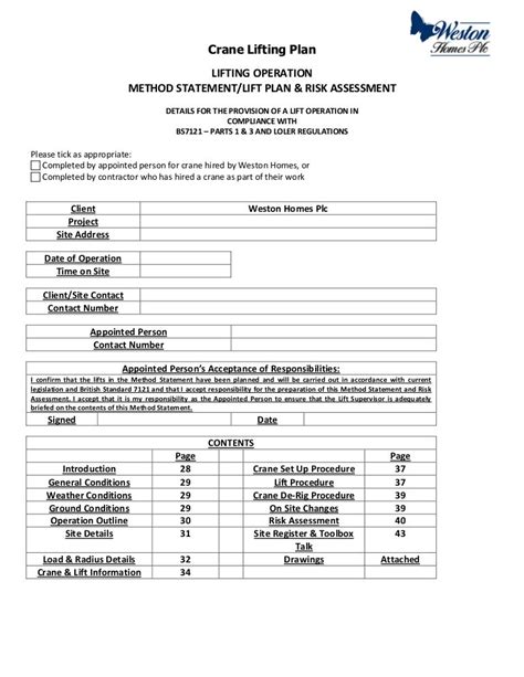 Lifting Plan