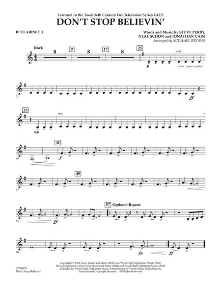 Dont Stop Believin Bb Clarinet 3 By Michael Brown B Flat Clarinet Digital Sheet Music