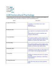 Psychology Sociocultural Psychology Docx Name Jasmin N Date