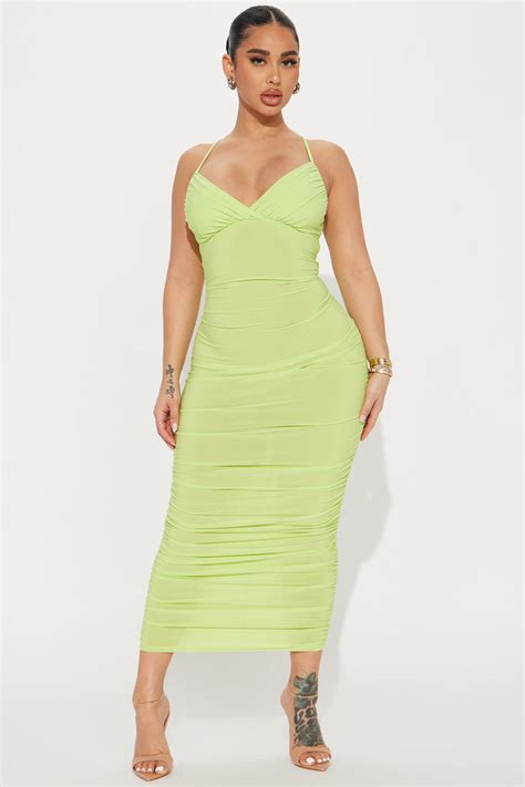 Samarah Ruched Maxi Dress Lime Fashion Nova Dresses Fashion Nova