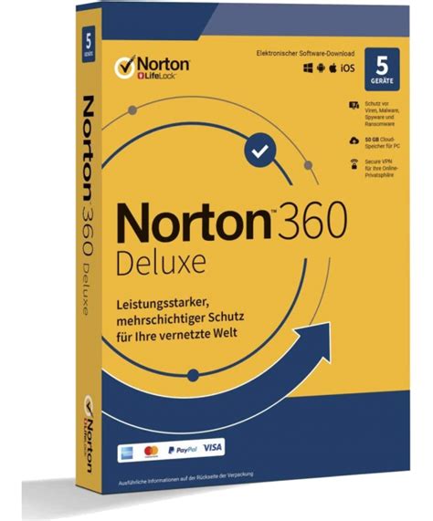 Norton 360 Deluxe 5 Geräte 1 Jahr 50 GB MD ohne Abonnement deutsch