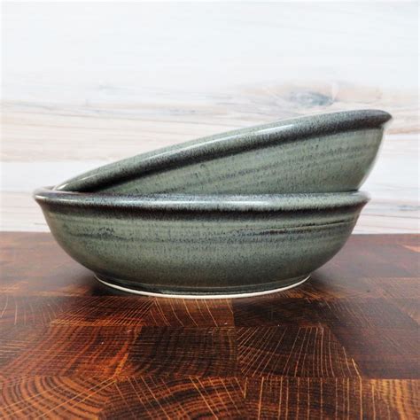 Pottery Pasta Bowl Handmade Stoneware Pasta Bowl Slate Glaze Ceramic