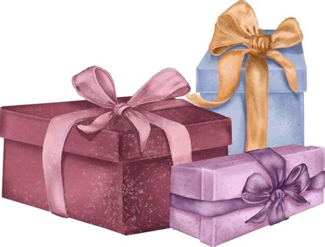 Composición de cajas de regalo con lazo satinado ilustración digital