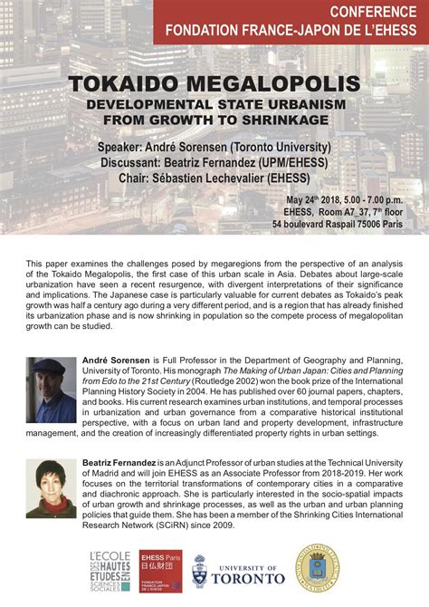 Conférence ⎜ “Tokaido Megalopolis: Developmental State Urbanism from ...