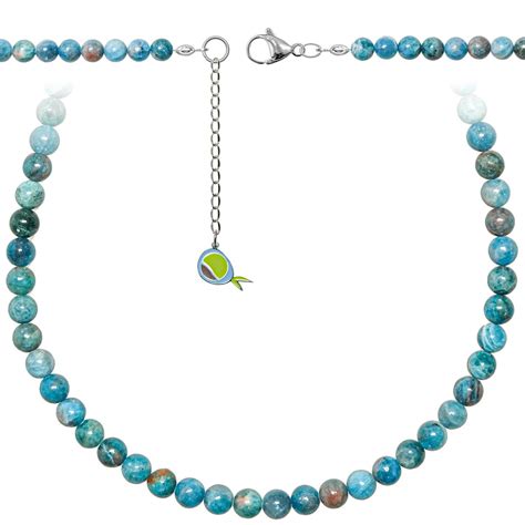 Collier En Apatite Bleue Perles Rondes Mm Cm