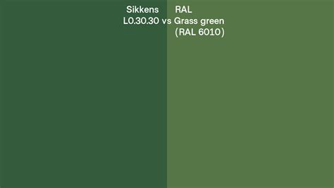 Sikkens L0 30 30 Vs Ral Grass Green Ral 6010 Side By Side Comparison