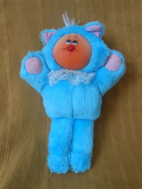 Ancienne Peluche Chat Bleu Rose Visage Plastique Eur Picclick Fr