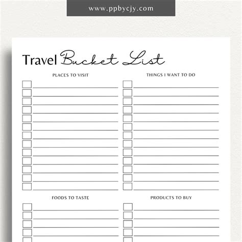 Travel Bucket List Printable Template: Ultimate Adventure Planning ...