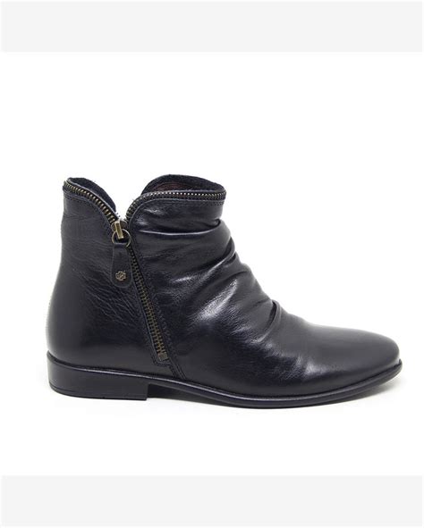 Riachuelo Bota Feminina Cano Baixo Lun668 Couro Preto Burned