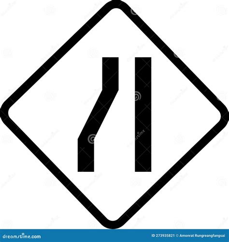 Narrow Road Outline Icon. Isolated Line Vector Illustration From Traffic Signs Collection ...