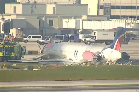 Plane Catches Fire And Crash Lands At Miami Airport Tearing Through