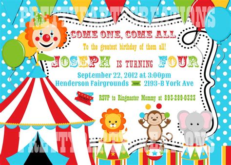 Circus Birthday Invitations Templates Circus Party Invitations