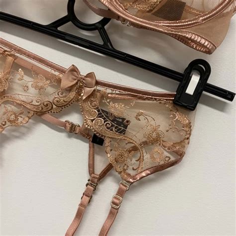 Honey Birdette Womens Bra Size 10D Suspender Size XS Nude S