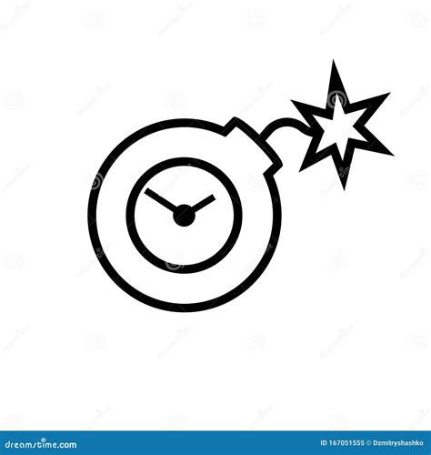 Ticking Time Bomb Outline Icon Stock Vector - Illustration of fuse