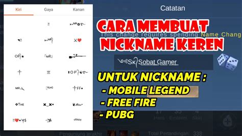 Cara Membuat Nickname ML Keren Mobile Legends YouTube