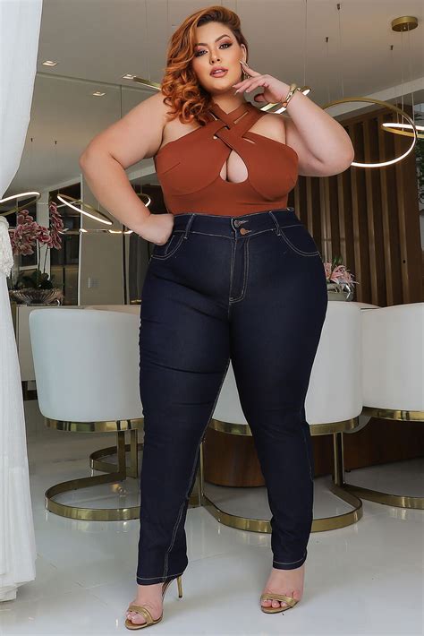 Cal A Plus Size Jeans Cinta Modeladora Vk Moda Plus Size