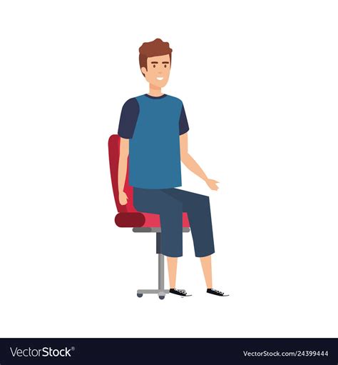 Young And Casual Man Sitting In Chair Royalty Free Vector