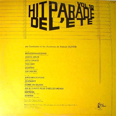 Les Sensass Sillons Patrick Oliver Hit Parade De L T Vol