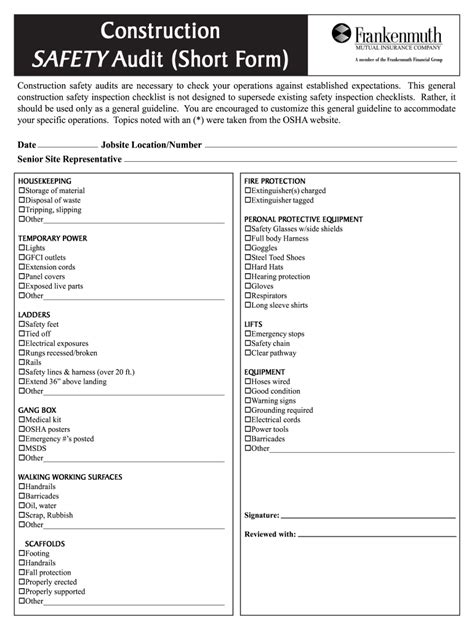 Osha Safety Inspection Forms