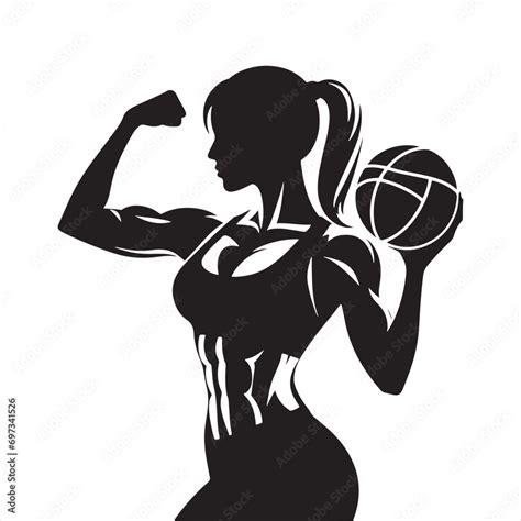 Vecteur Stock Silhouette Of Fitness Gym Woman Silhouette Celebrating