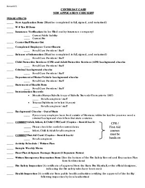 Fillable Online Dphhs Mt New Center Application Checklist Department