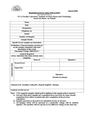 Fillable Online Inst Ac Requisition Form For Using TEM At INST For