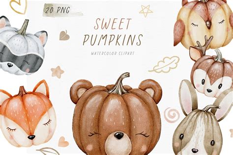 Watercolor Cute Pumpkins Fall Clipart Graphic By Greenartstory · Creative Fabrica