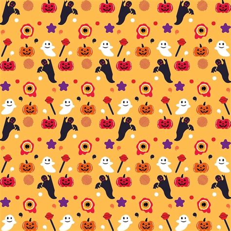 Premium Vector Hand Drawn Flat Halloween Patterns Collection