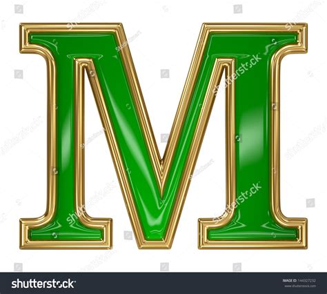 Emerald Green Golden Outline Alphabet Letter Stock Illustration