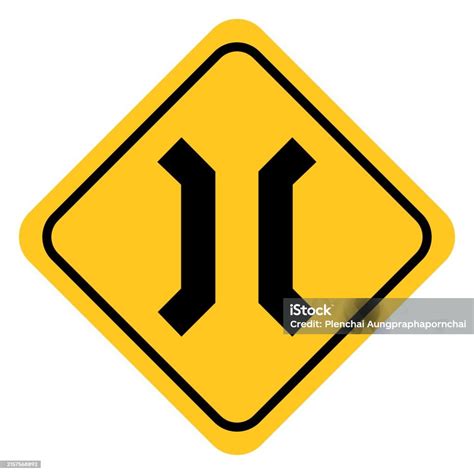 Traffic Sign Cautionary Narrow Bridge Stock Illustration Download Image Now Alertness