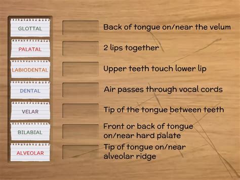 Place of articulation - Match up