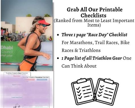 Gear Checklist : Triathlon, Marathons, Trail Running & Cyclings/ Gear Swim Bike Run / Digital ...