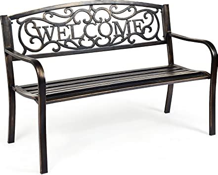 Amazon Tangkula Outdoor Steel Garden Bench Park Bench 50 Inch