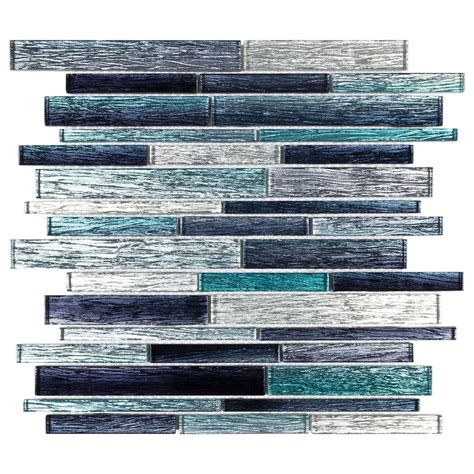 Elida Ceramica Sparkle Ocean Blue 12-in x 13-in Glass Linear Mosaic ...