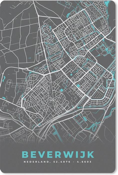 Plattegrond Beverwijk Grijs Blauw Stadskaart Bol