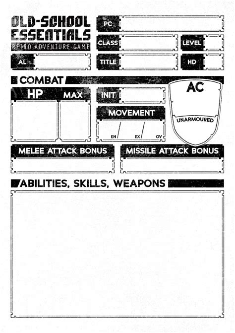 Old School Essentials Vagabond Character Sheet Necrotic Gnome